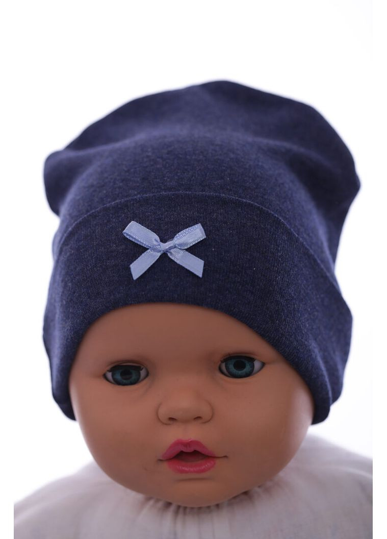 Шапка для мальчика трикотажная с бантиком синий 9м+ (38851) BABYKROHA (323469381)
