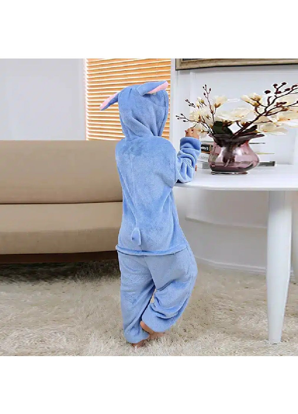 Кигуруми пижама костюм махровый с капюшоном на пуговицах для детей девочек мальчиков 120 размер (478464-Prob) Стич Unbranded (313333183)