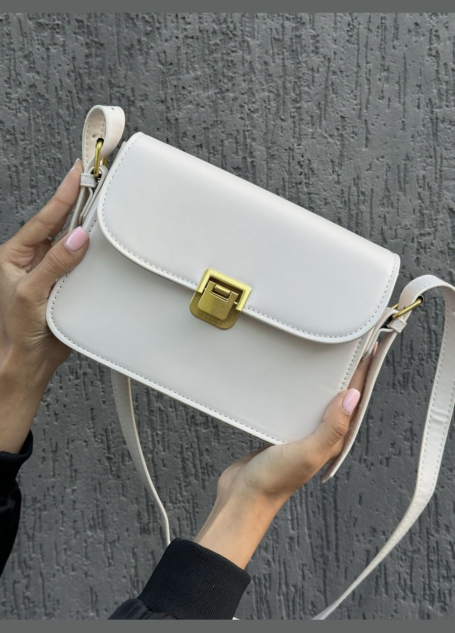 Жіноча біла молочна сумка 8015 8018 крос-боді No Brand (299279375)