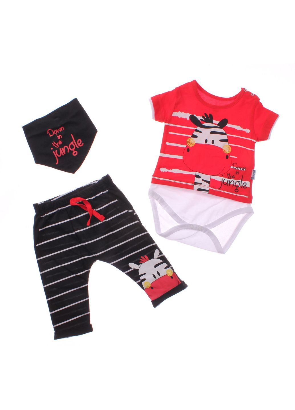 Червоний літній боді + брюки + слинявчик 14606 червоний Miniworld