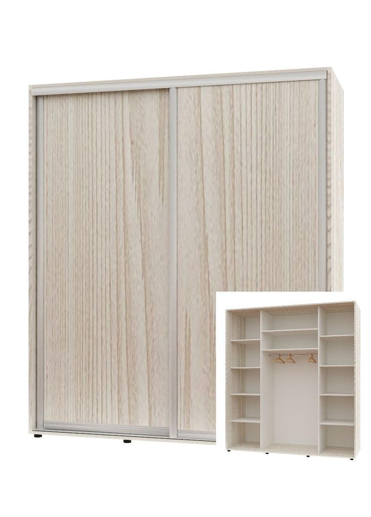 Шафа-купе дводверна 180*60*220 см Дуб Білений 2 двері ДСП Максі Комфорт Меблі (360450700)