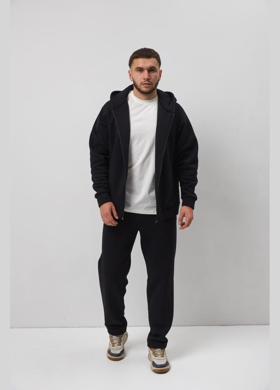 Чоловічий спортивний костюм, кофта на замку, НЕ КОШЛАТИТЬСЯ Україна S M L XL 2XL чорний OBR (303772672)