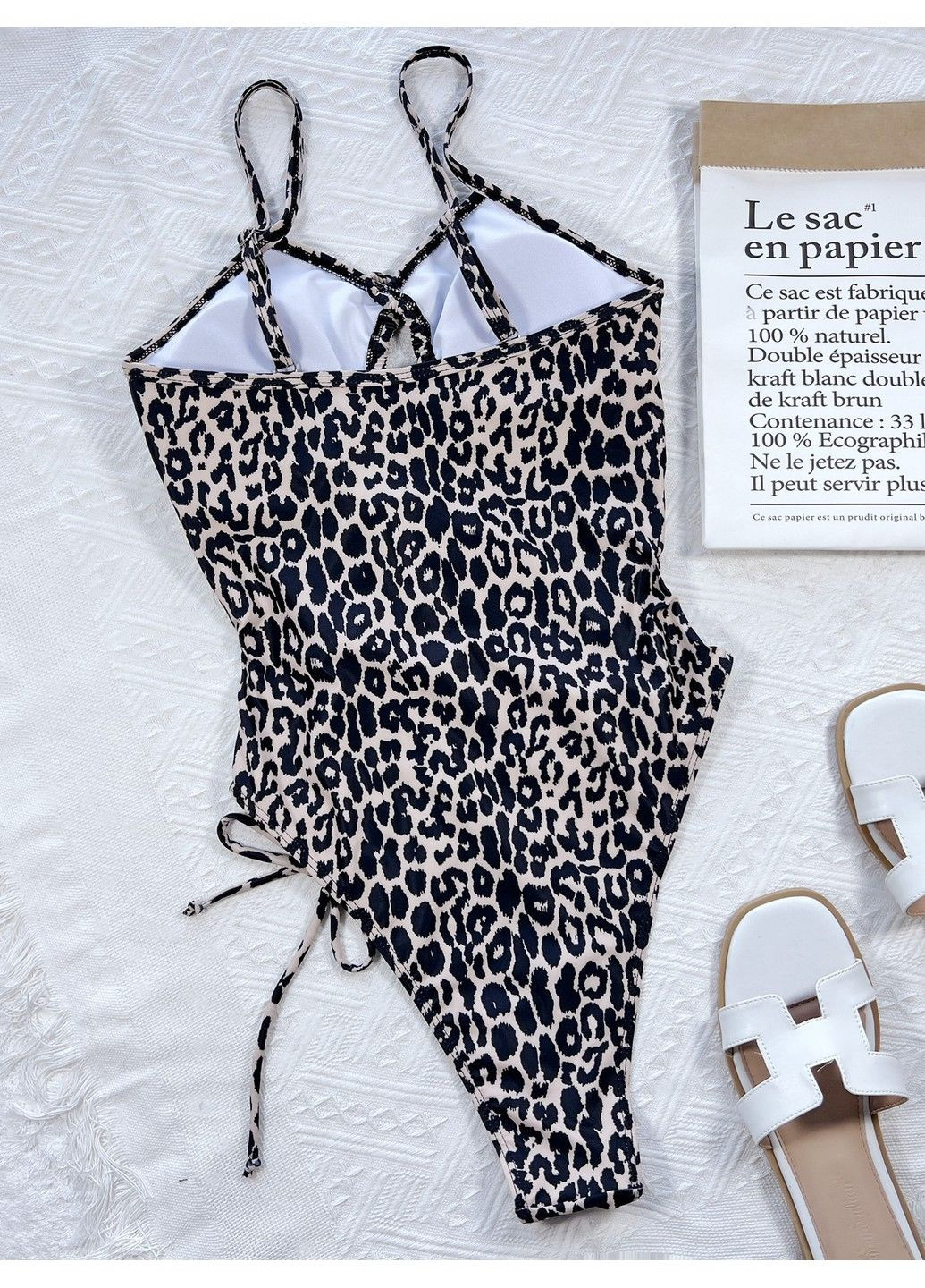 Коричневый купальник сдельный монокини sweet со шнуровкой леопардовый коричневый монокини No Brand