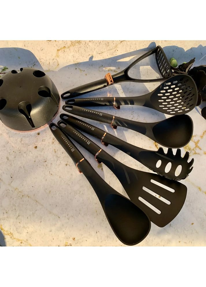 Набор кухонных принадлежностей на подставке 7 предметов EB-3607 из нейлона Black Edenberg (360654538)