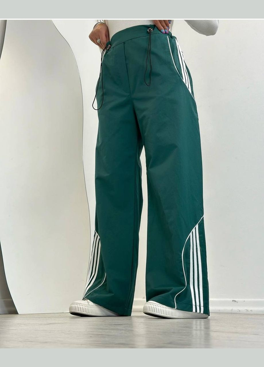 Смарагдові штани карго з плащівки з пришитими лампасами, повсякденні штани на високій посадці відмінної якості пошиття. No Brand 265-2 (299762990)