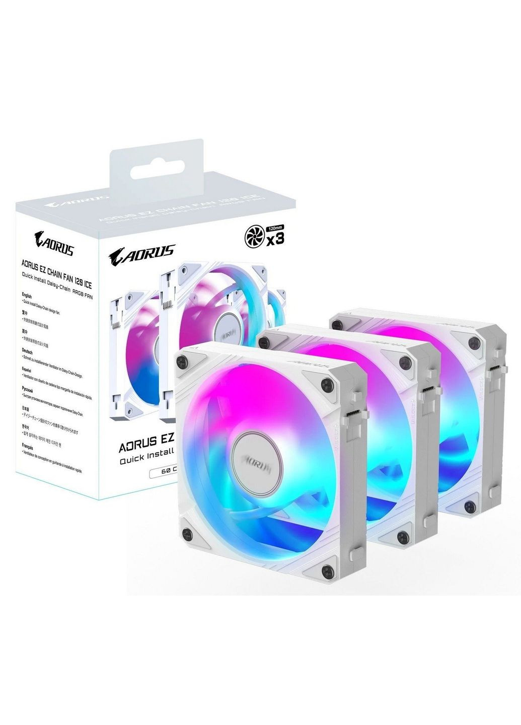 Вентилятор Aorus EZ Chain Fan 120 Ice 3-Pack White (GP-ECFAN1203 ICE) Gigabyte (368679676)