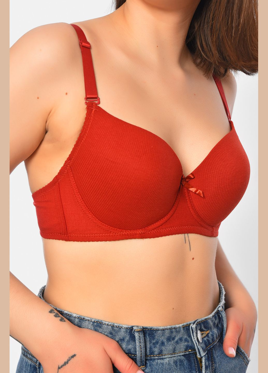 Чёрный бюстгальтер женский терракотового цвета чашка d Let's Shop хлопок