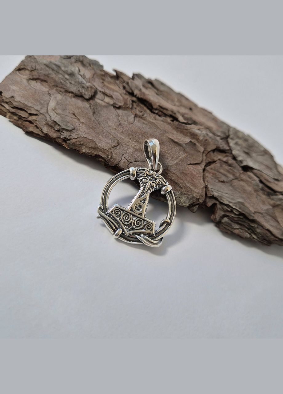 Срібна підвіска оберіг амулет "Молот Тора в Колі" чорнене срібло 925 проби (АРТ.89035ч) 11.20г No Brand (306743411)