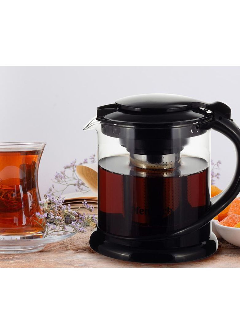 Чайник стеклянный заварочный 1500мл с ситечком для чая и трав кувшин для напитков Ofenbach (368976985)