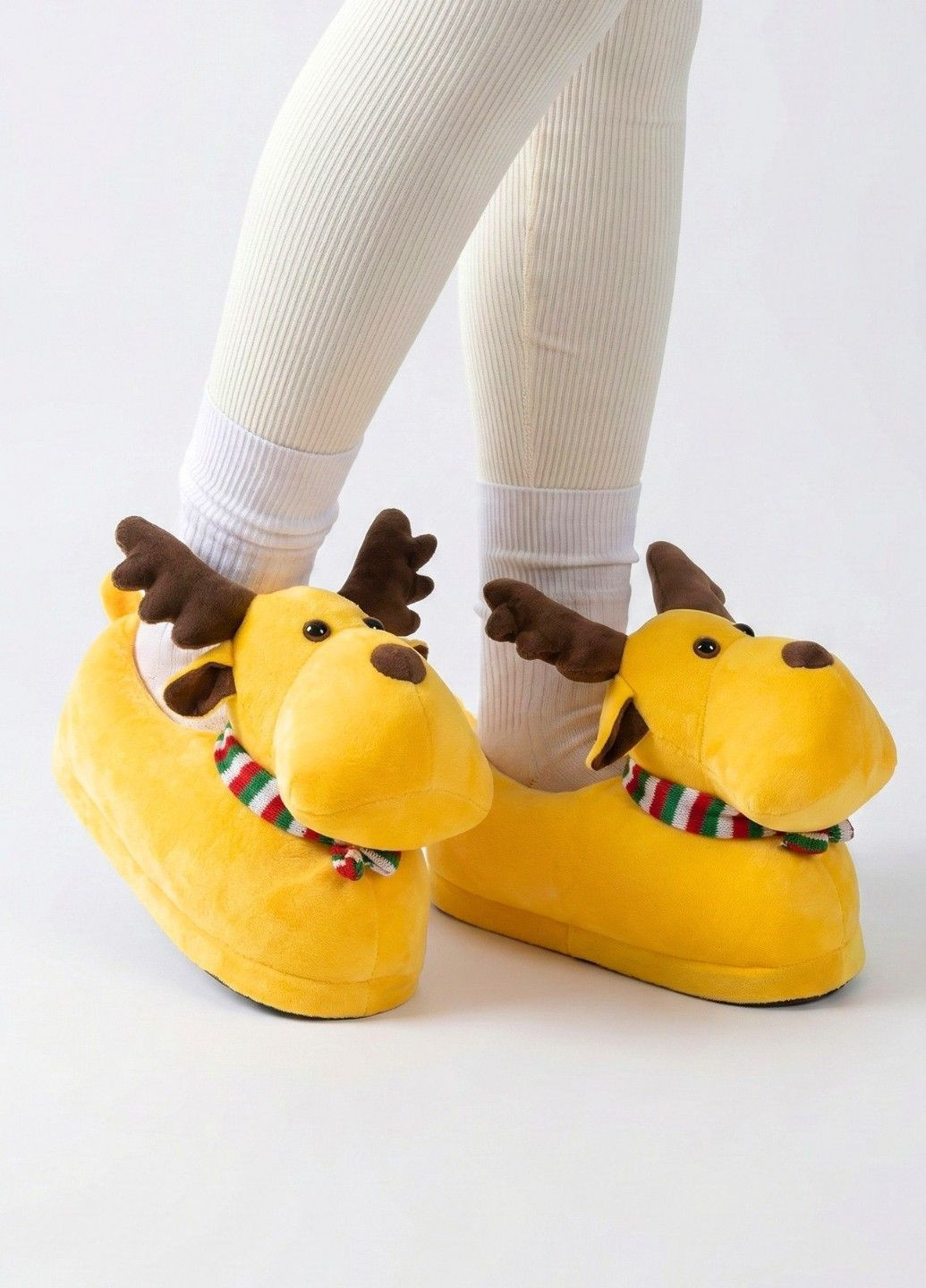 Капці домашні Олень іграшки дитячі жовті плюшеві Lalapka (370606194)