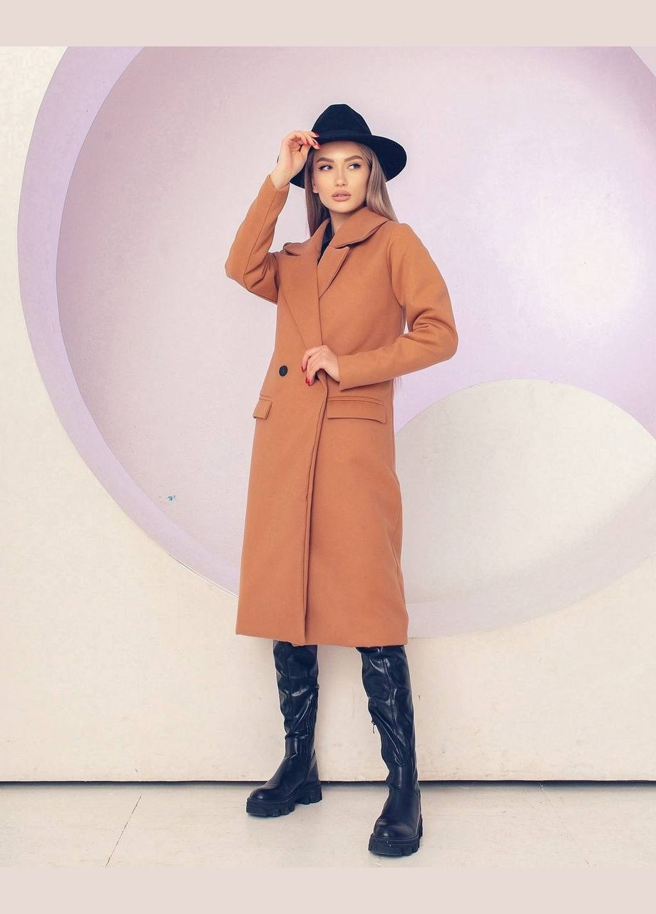 Бежевая женское пальто из кашемира цвет мокко р.50/52 448932 New Trend