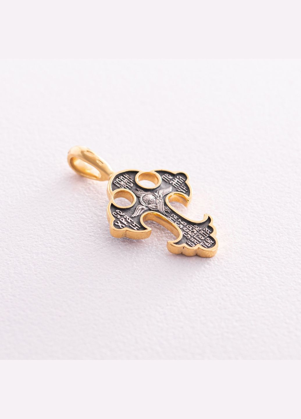 Срібний православний хрестик з позолотою Спас Нерукотворний. Прп. Петро і Февронія Муромське. Свт. Микола Мирлікійський 131390 Oniks (264023627)