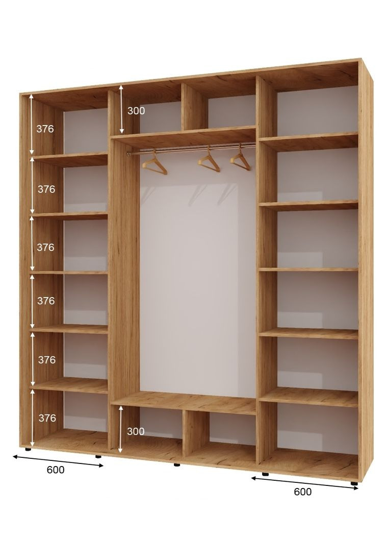 Шафа-купе тридверна 230*60*230 см Дуб крафт золотий 3 двері ДСП ШК-05 Алекса (360474086)