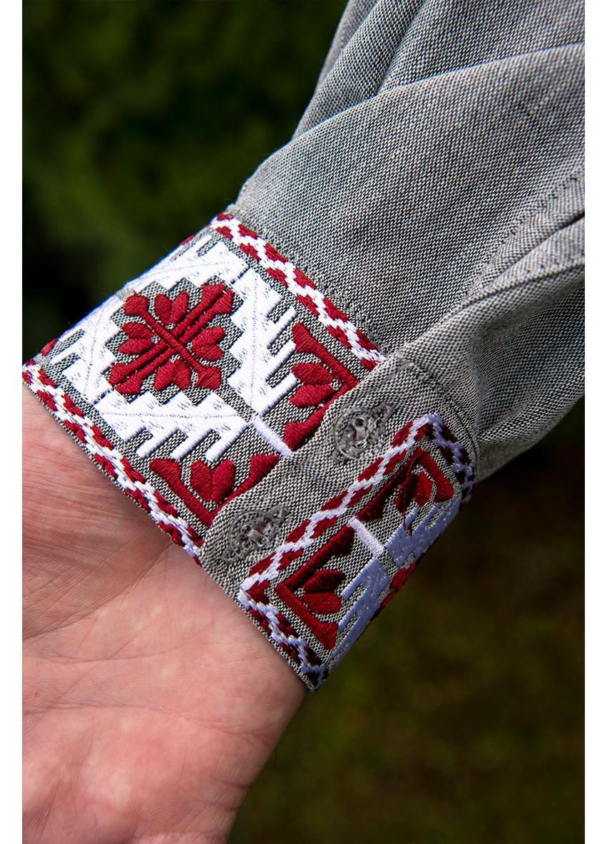 Серая мужская вышиванка пламя серая V&V (367254454)