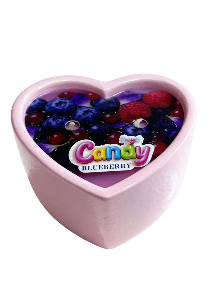 Массажная свеча с ароматом черники Blueberry в форме сердца, 70 мл Candy (369660670)