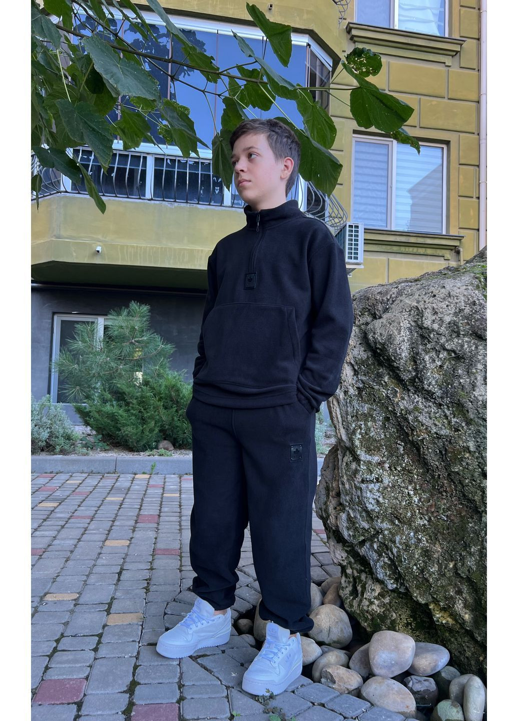 Черный флисовый костюм для мальчиков / подростков No Brand