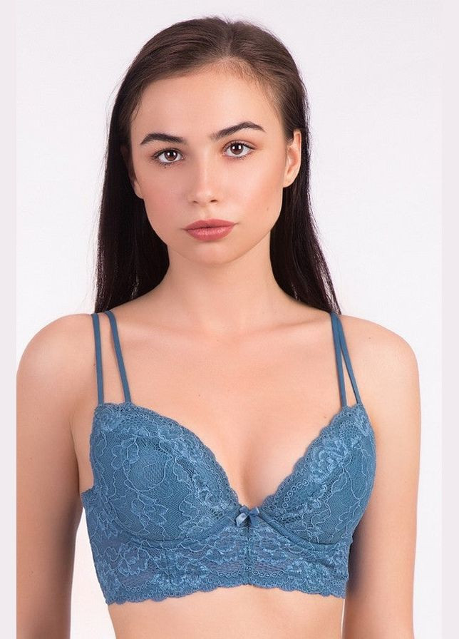 Блакитний брасьер мереживне бюстьє з чашками пуш-ап Euphoria з кісточками