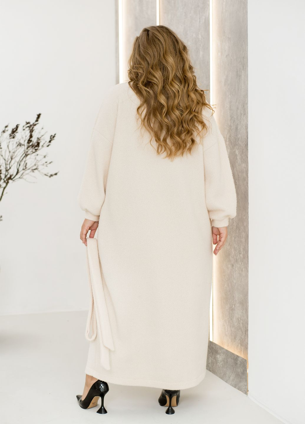 Кардиган максі з поясом вільного крою з альпаки No Brand (326600511)