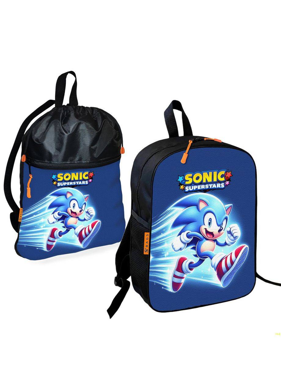 Шкільний рюкзак дитячий Супер Сонік + Сумка для взуття спортивної форми рюкзак-мішок для хлопчика (2149) No Brand (331532995)