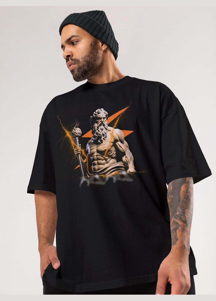 Чорна чоловіча футболка оверсайз urban чорна щільна з довгим рукавом Mishe