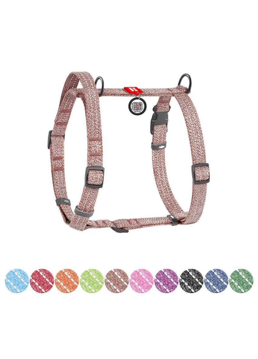 Шлея для собак з ручкою анатомічна Re-cotton з QR-паспортом, розмір L, Ш 25 мм, A 60-85 см, B 60-100 см, коричневий WAUDOG (322641863)