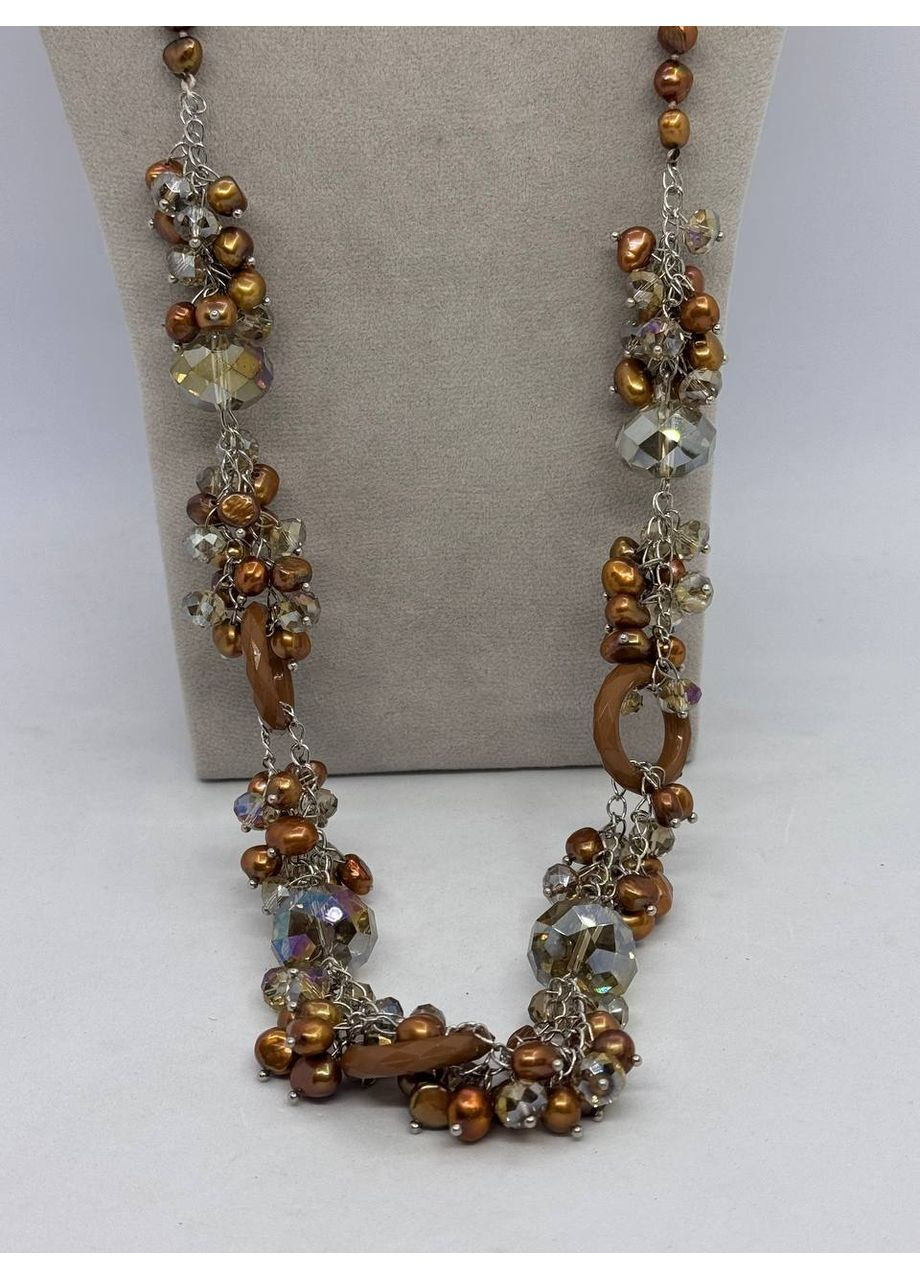 Намисто зі скла та тонованих перлів 84 см Коричневий No Brand (368561668)