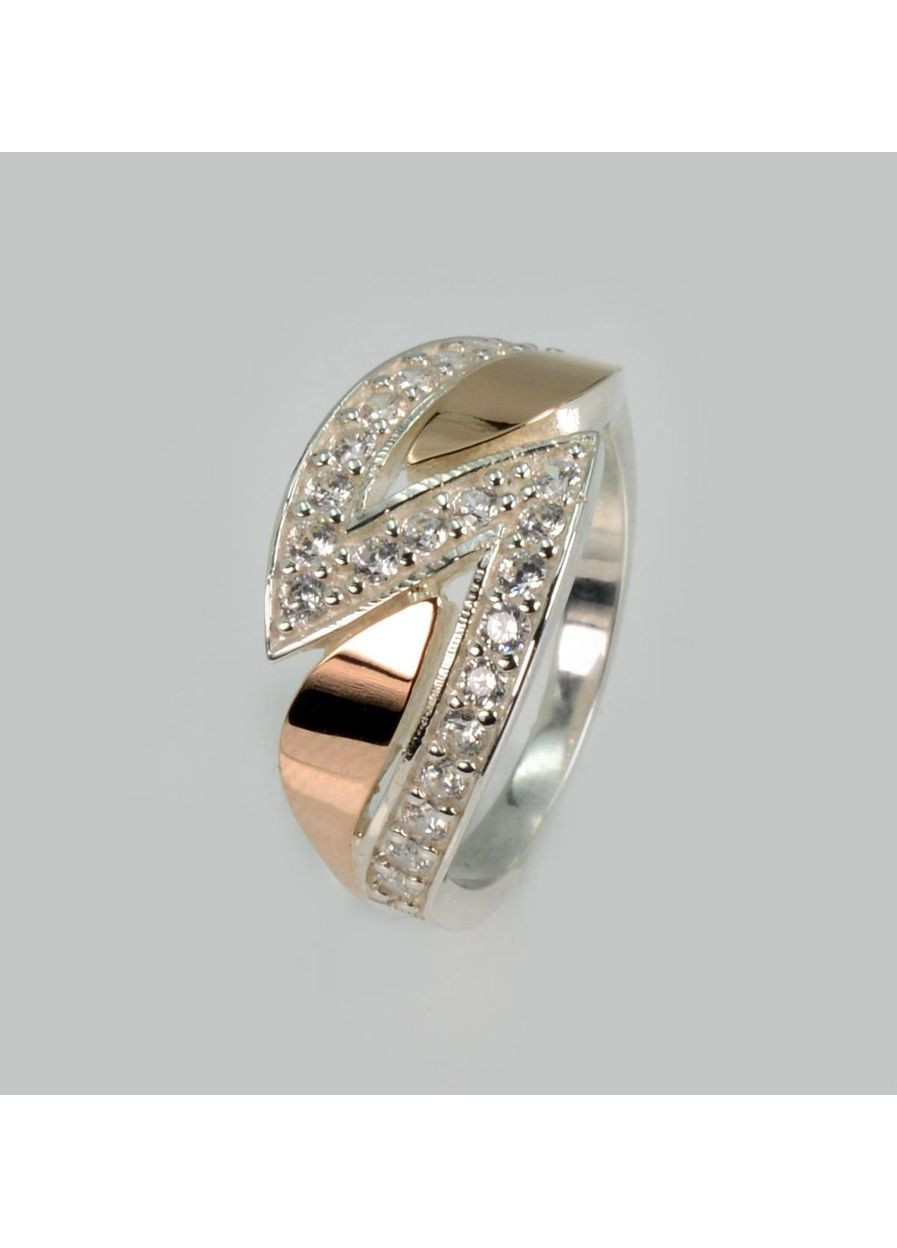 Серебряное кольцо с накладками из золота. Silver Style (367268409)