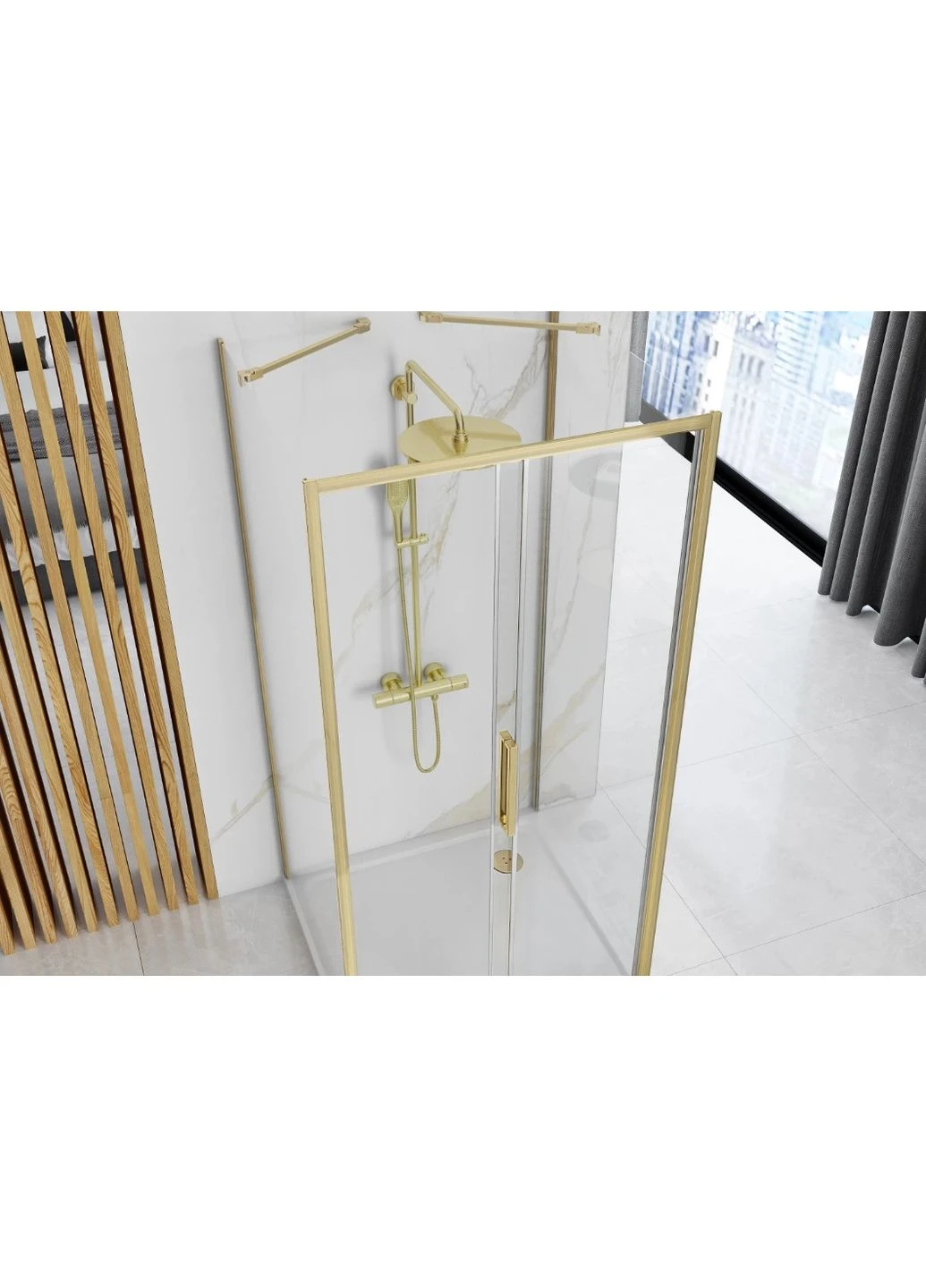 Душевая кабина RAPID SLIDE BRUSHED GOLD пристенная Rea (386205808)