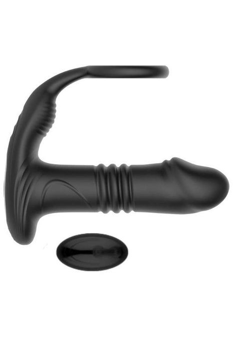 Телескопічна анальна пробочка з ерекційним кільцем, вібрацією та дистанційним керуванням No Brand (339865002)