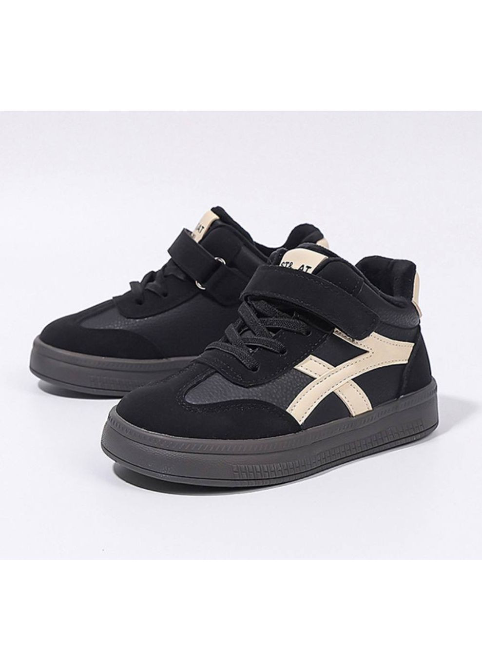 Утеплені хайтопи на липучках та шнурівках-резинках No Brand (365807177)