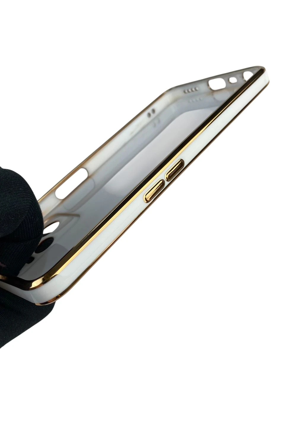 Чохол для Narzo 50A Prime глянцевий з кільцем MagSafe із золотою окантовкою на реалмі нарзо 50а прайм білий gs1 Realme (366235842)