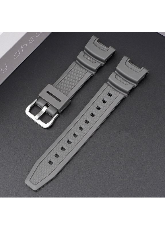 Ремешок для часов Casio серый полимерный классический для унисекс с серебристой пряжкой ProDobro (367267012)