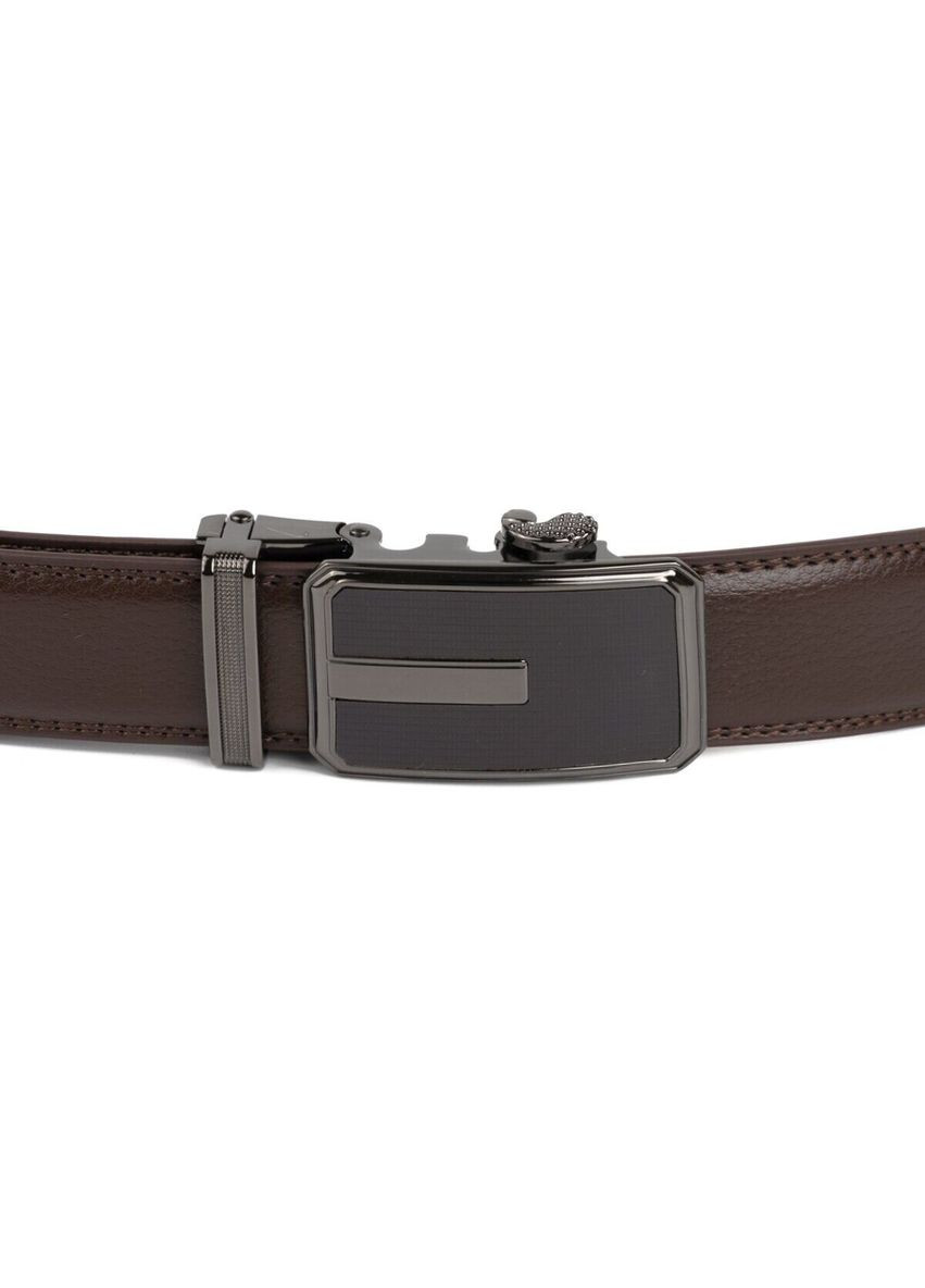 Ремень мужской тонкий c пряжкой автомат и коричневой заливкой 20308 Коричневый Vintage (337353252)