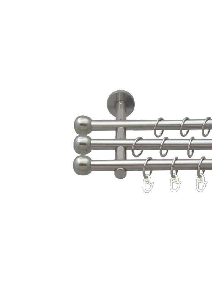 Карниз Куля Болонь металевий трирядний циліндр (20 см) гладка труба Нержавіюча Сталь 16\16\16 мм 200 см (5503372) ORVIT (300798775)