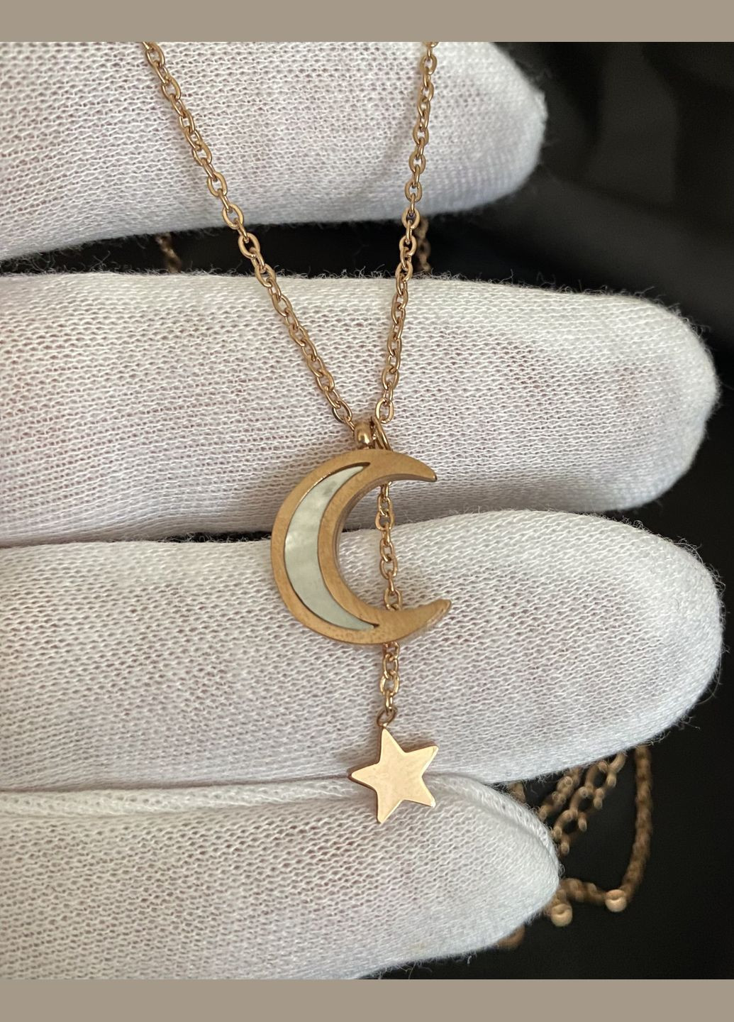 Кулон Місяць та зірка з ланцюжком золотого кольору 32422 Fashion (349462087)