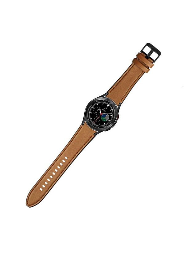 Ремінець Leather Silicone для годинника Samsung Galaxy Watch 4 Classic 42mm SM-R880 - Brown Primolux (266341138)