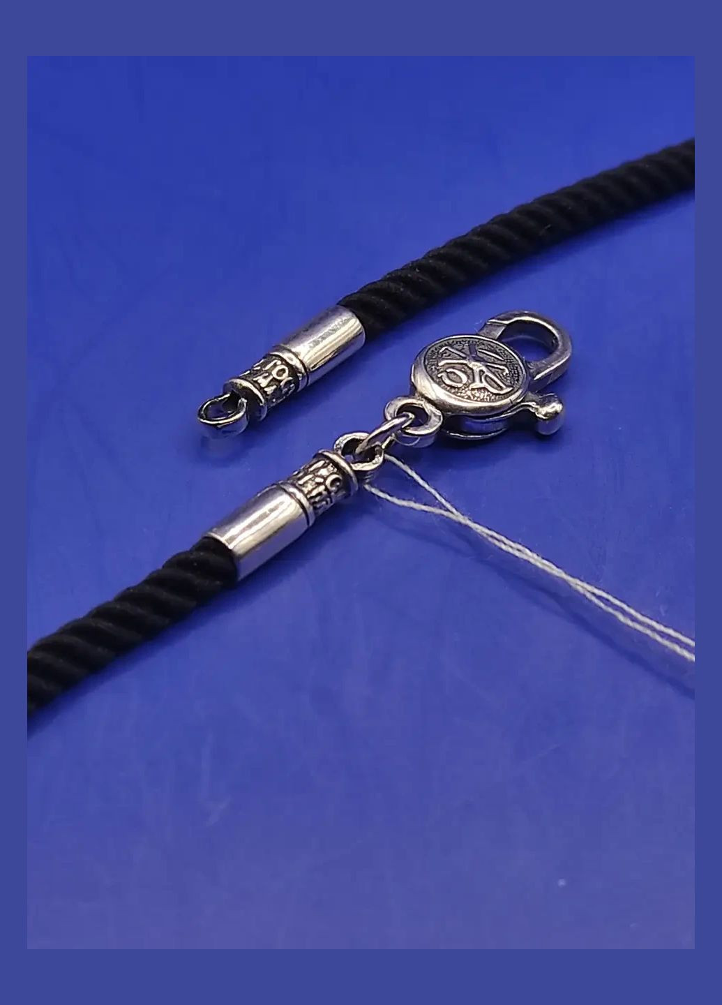 Ювелірний чорний шовковий шнур срібло 925 проби 3 мм Shiny 1466 60см No Brand (332806773)