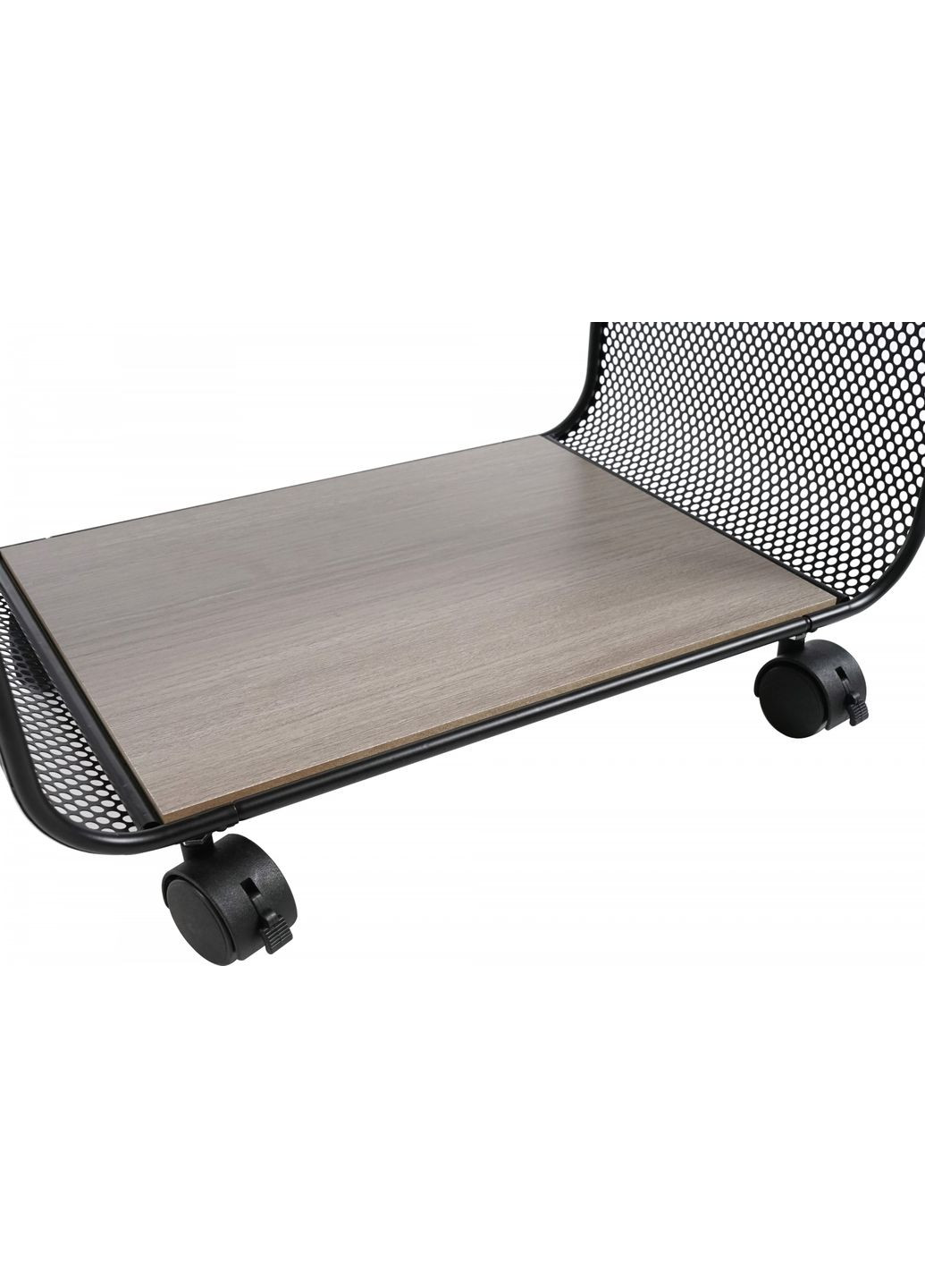 Этажерка 2-х ярусная металлическая с деревянными полками на колесах 43.5 х 27.5 х 53 см (EF-4327-2) Eco Fabric (326766810)