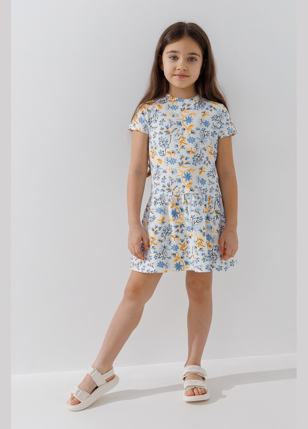 Голубое платье с принтом для девочки 16578 122 см shop (2000990923752) Baby Show (322022792)