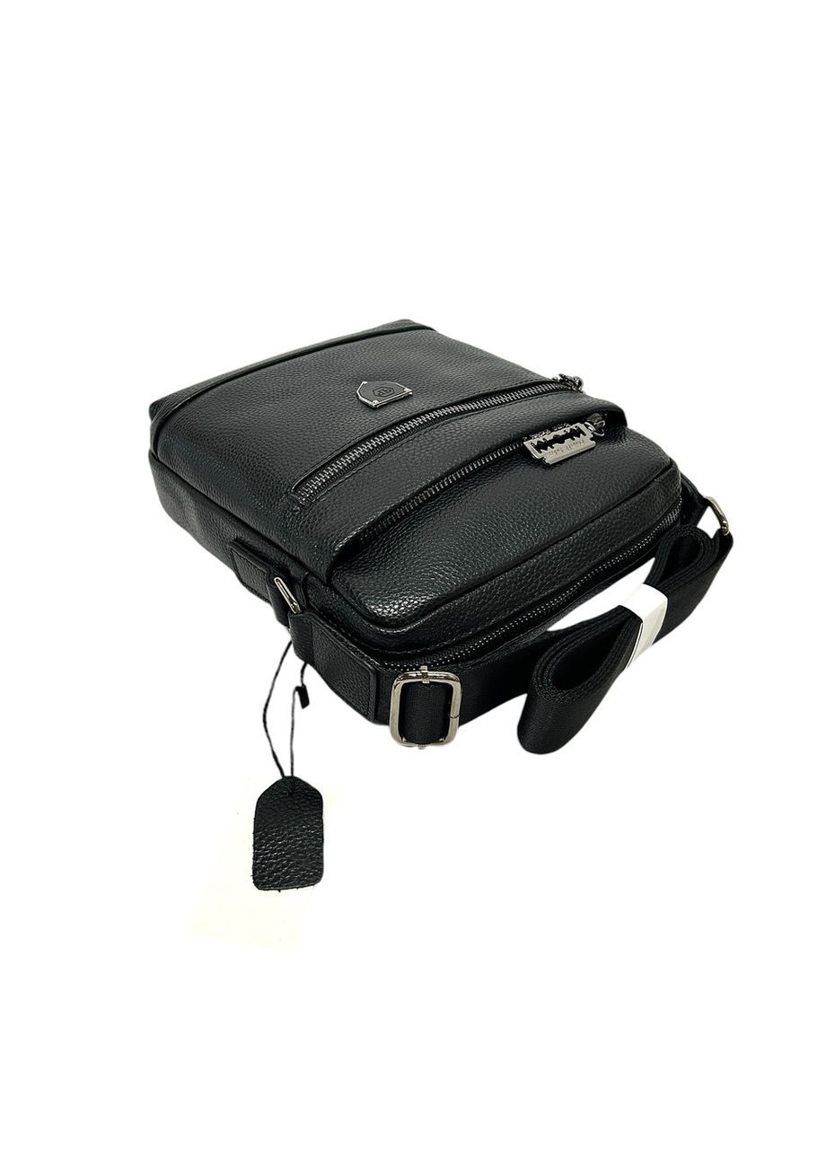 Чоловіча сумка з натуральної шкіри 66383-7 чорна 23 x 20 x 6 No Brand (372744700)