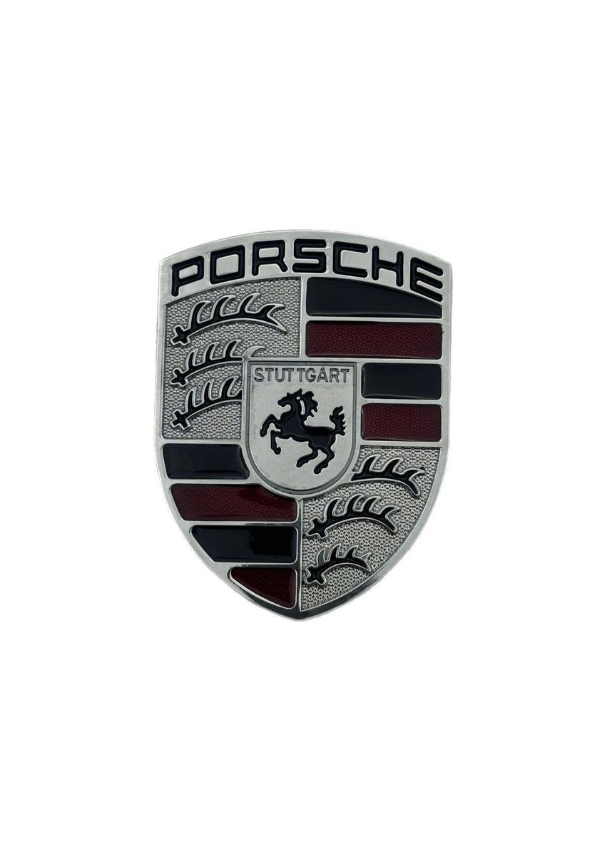 Эмблема серебро 67х51 мм металл (на скотче) Porsche (369611565)
