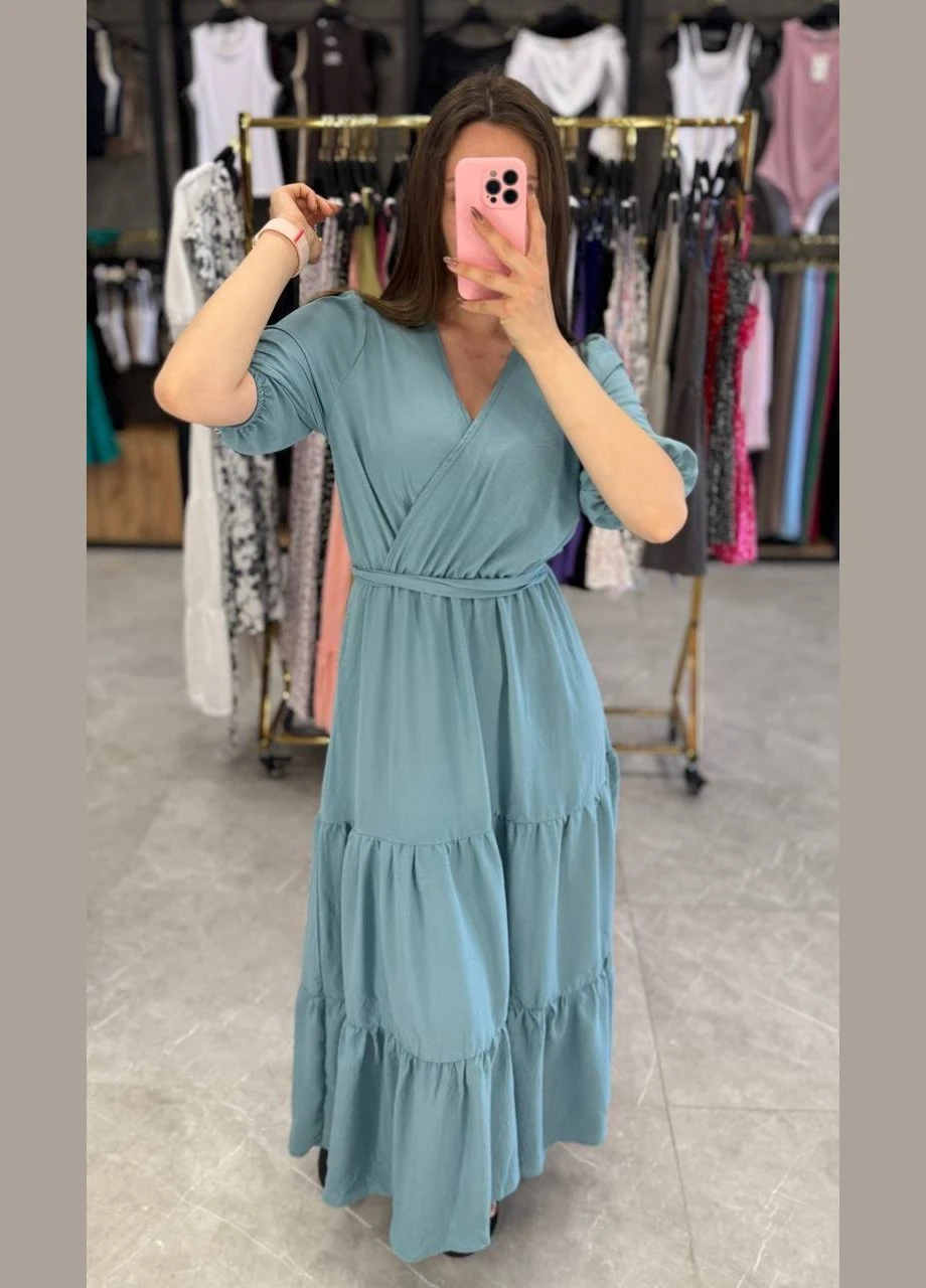 Мятное повседневный женское платье FINO Mode однотонное