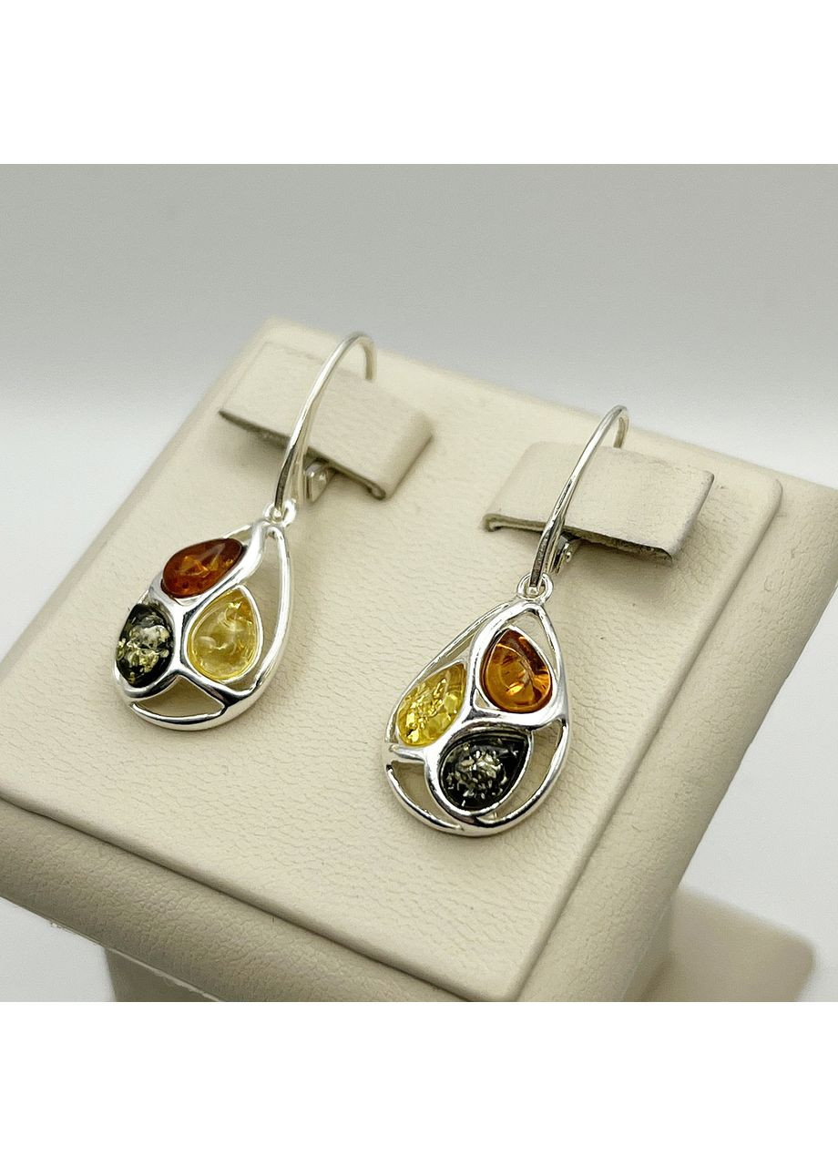 Сережки срібні з бурштином 4,71 г No Brand (369737022)
