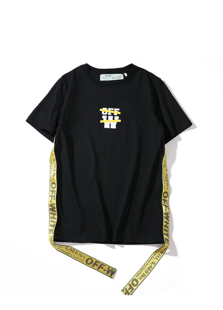 Чорна футболка чорна Off-White Side Tape Black T-Shirt Mens
