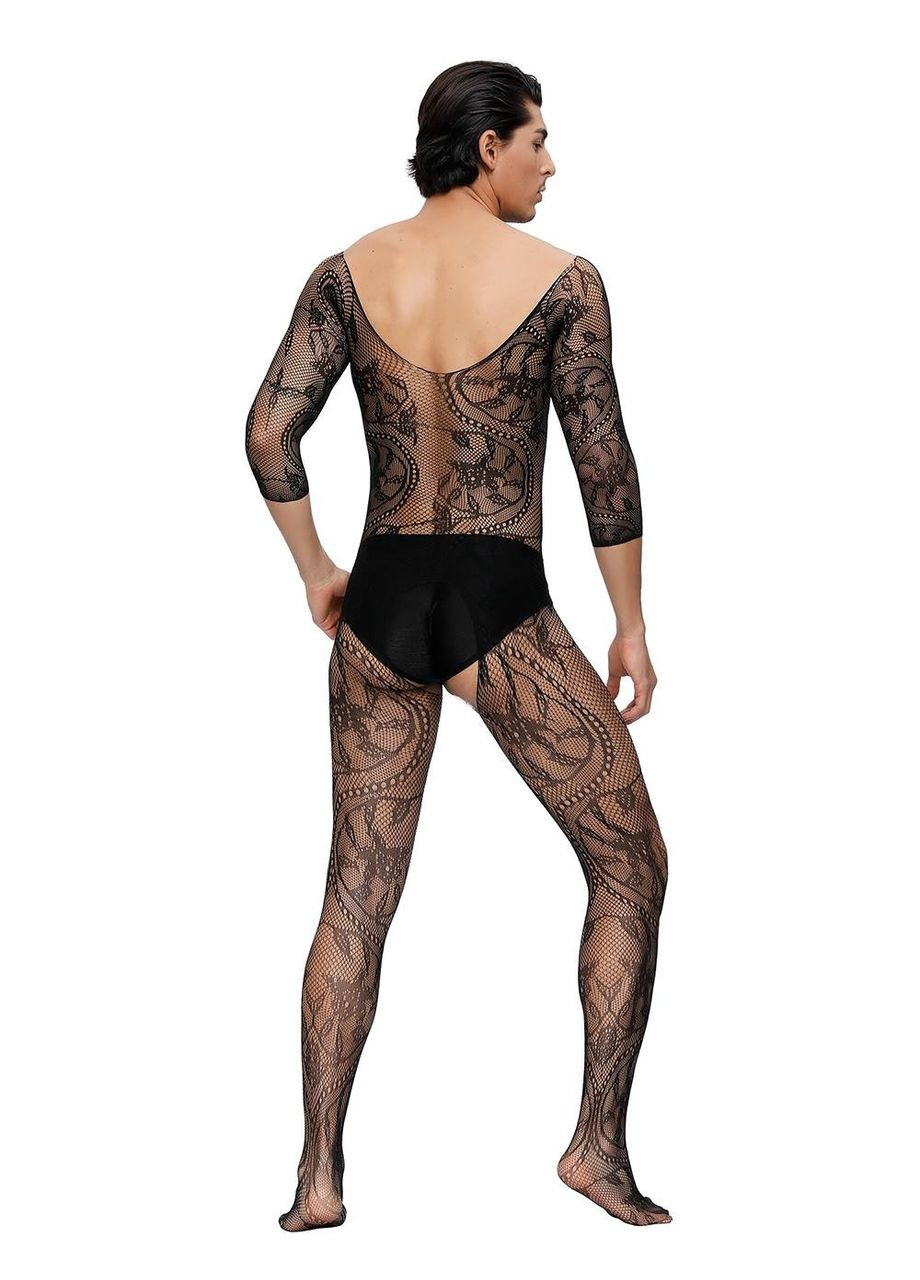 Черный демисезонный мужской бодистокинг с доступом, в сеточку,, xs-m Star Night