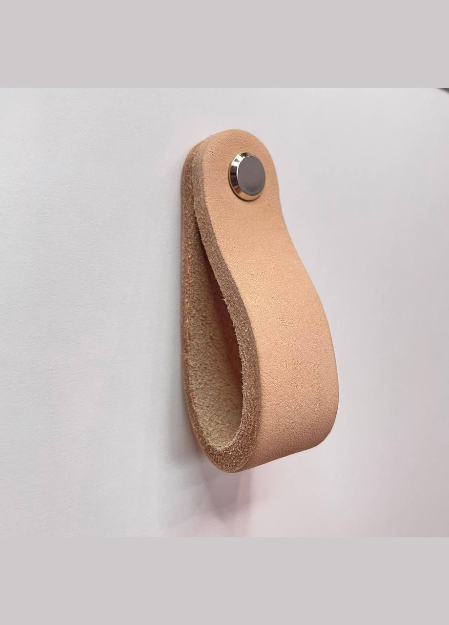 Ручка для меблів з натуральної шкіри "Петля" закруглена, шкіряна ручка бежева, нікель, 70*20 мм No Brand (328262996)