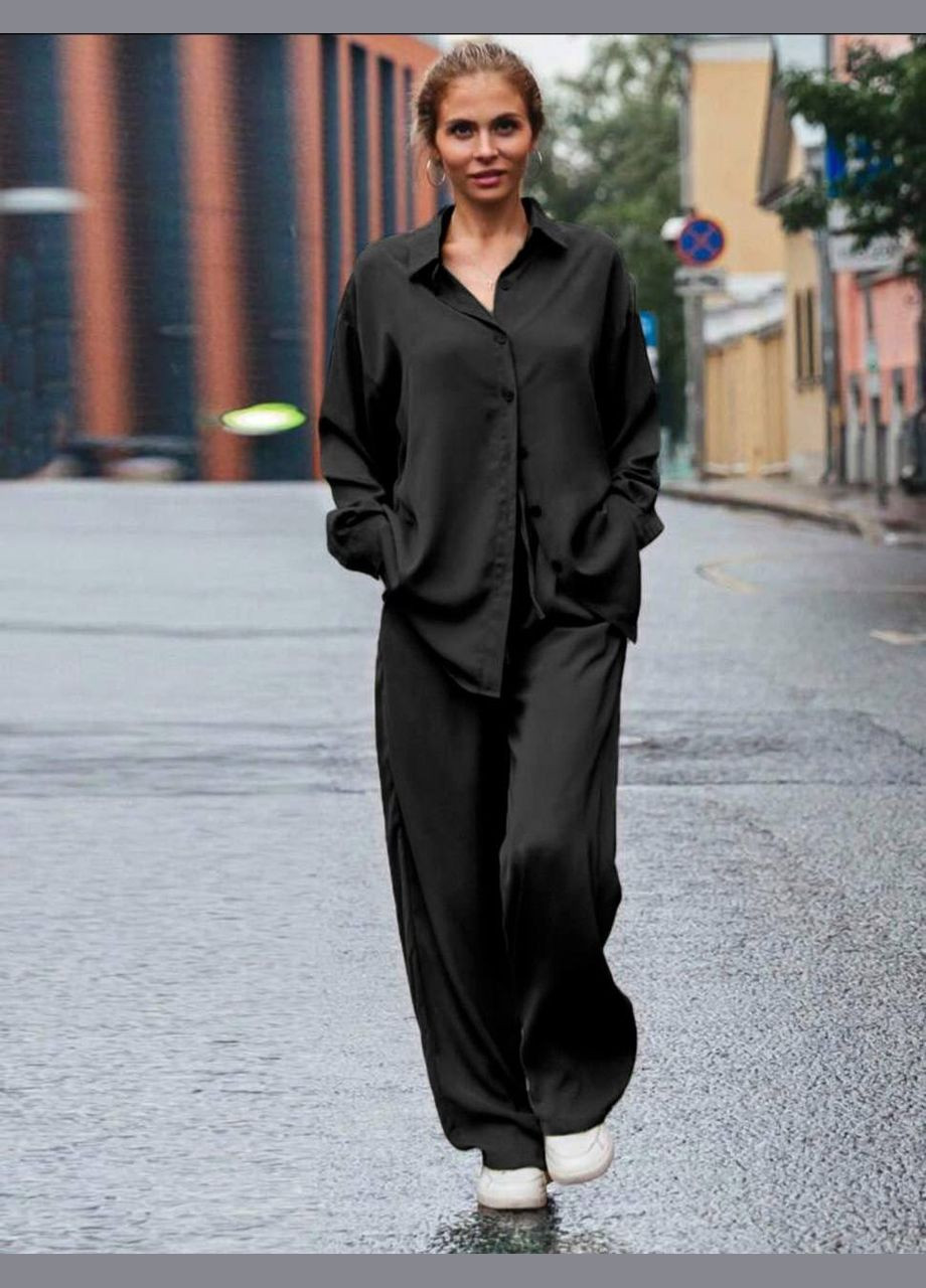 Женский костюм рубашка и брюки цвет черный р.54/56 452149 New Trend (285711189)