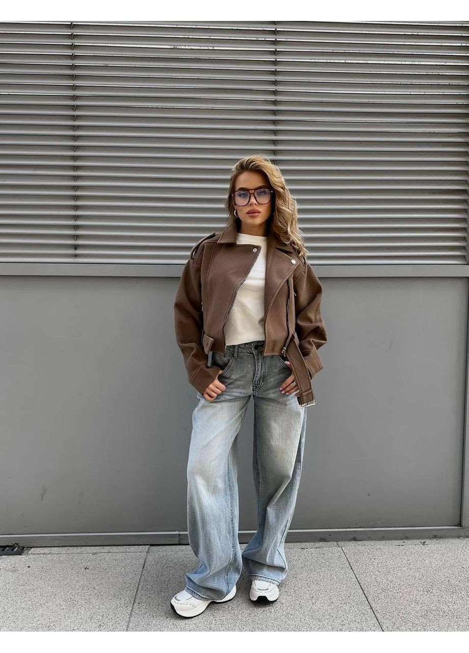 Коричневая демисезонная косуха женская косуха No Brand