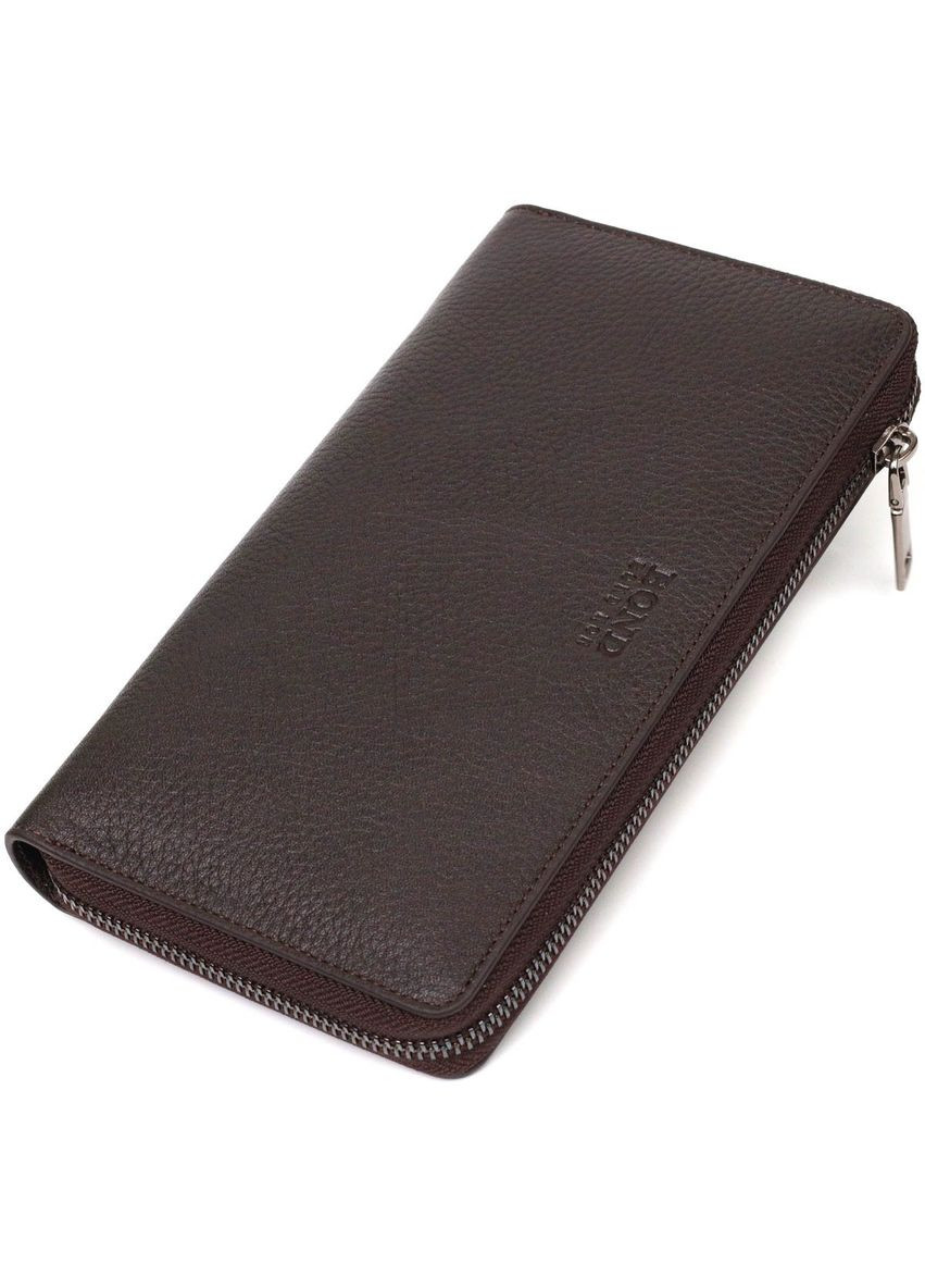 Цікавий чоловічий клатч з одним відділенням із натуральної шкіри 22032 Коричневий Bond (298566720)
