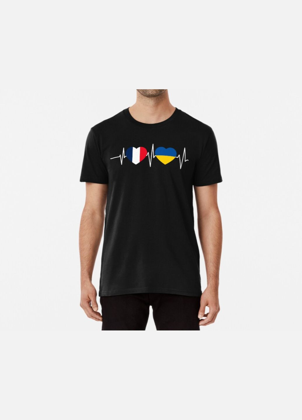 Черная мужская патриотическая футболка с принтом france ukraine франция украина Stedman